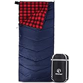 REDCAMP Cotton Flannel Sleeping Bags for Camping, 41F/5C 3-4 Season Warm and Comfortable, Envelope Blue with 2/3/4lbs Filling