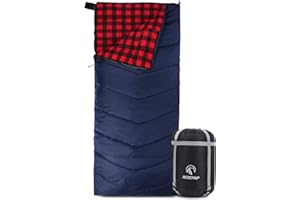 REDCAMP Cotton Flannel Sleeping Bags for Camping, 41F/5C 3-4 Season Warm and Comfortable, Envelope Blue with 2/3/4lbs Filling