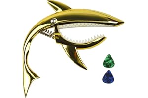 Imelod Zinc Alloy Guitar Capo Shark Capo for Acoustic and Electric Guitar with Good Hand Feeling, No Fret Buzz and Durable(Gold)