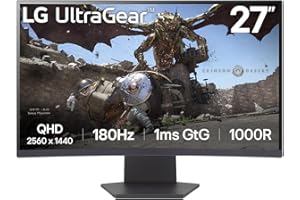 LG Ultragear™ 27GS60QN 27-inch QHD (2560x1440) Curved Gaming Monitor | 1ms (GtG), 180Hz | Curved Display, Black