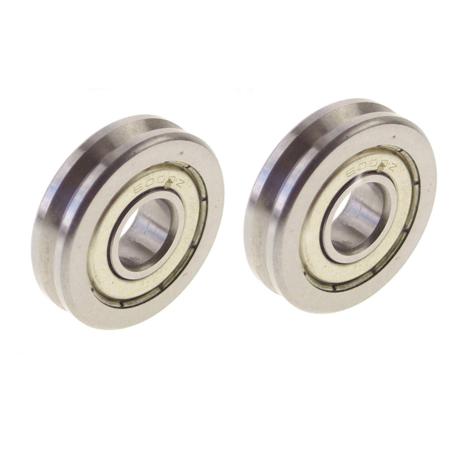 Preamer Ball Bearing Guide Pulley, 2pcs 2mm V Groove, V6200ZZ, 10*35*9mm, Steel, Sealed