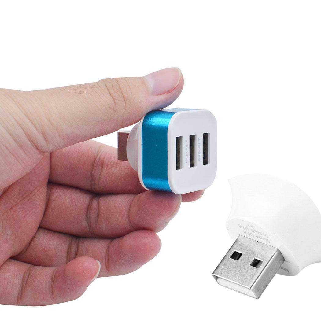 Atmeyol Portable 3 Ports USB2.0 HUB Adapter Splitter Adapters Rotatable Plug Hubs