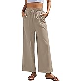 grewley Womens Wide Leg Pants Baggy Palazzo Pants Casual Loose Drawstring Elastic Waisted Lounge Trousers with Pockets
