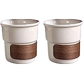 Boxonly Ceramic Coffee Mug with Sleeve, 220ml Insulated Latte Cup, Minimalist White, Microwave and Dishwasher Safe – Perfect for Hot Beverages