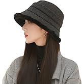 Vintage 1920s Cloche Hats Packable Winter Fleece Lined Bucket Hat Church Women