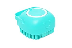 AZZORI Cat Dog Bath Brush Scrubber - Silicone Bath Brush for Dogs Scrubber Brush Cat Grooming Brush Exfoliating Shampoo Massage Brush - Shower Brush Soft Bristle Hair Brush Dog Scrubber with Soap Dispenser