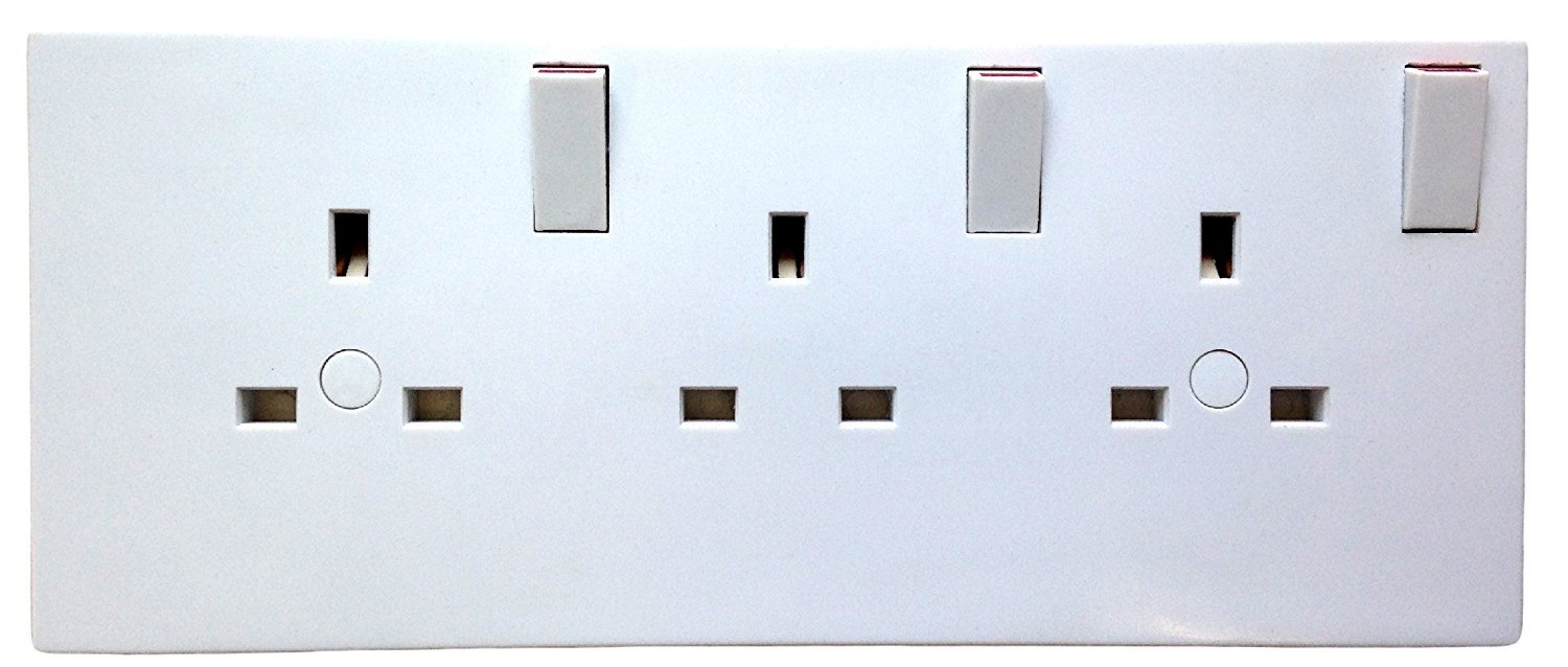 Newlec NL8300/23SCA Double To Triple Socket Converter - 2 To 3 Gang Electric Wall Plate Adaptor
