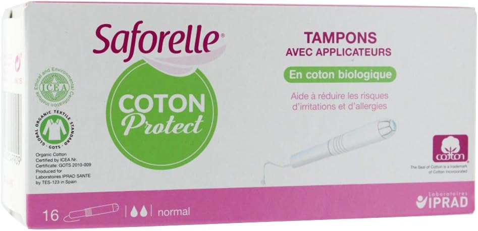 Saforelle 16 Regular Tampons with Applicators, Saforelle Coton Protect 16 Tampons Bio Normal Avec Applicateur, 16 Unité (Lot de 1)