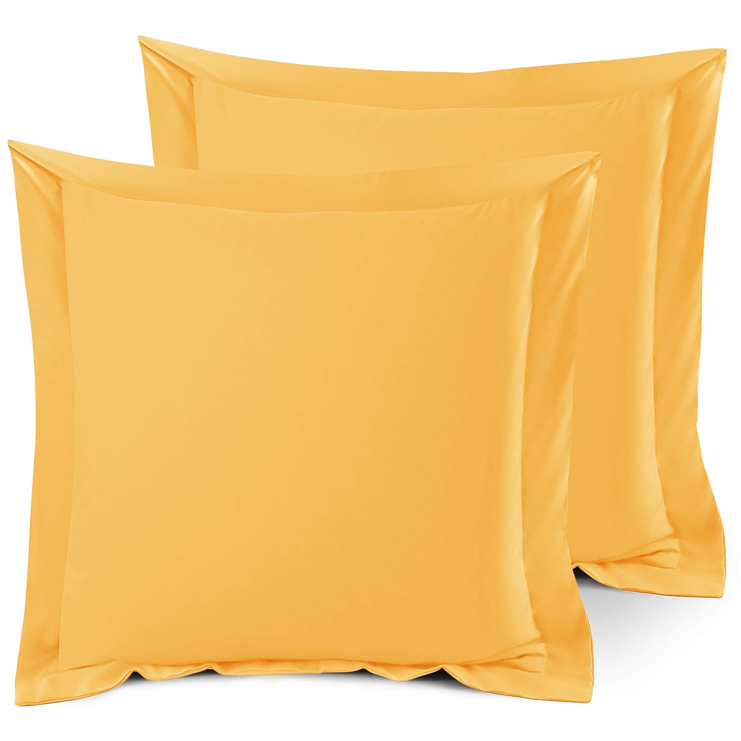 Photo 1 of Nestl Soft Pillow Shams Set of 2 - Double Brushed Microfiber Pillow Covers - Hotel Style Premium Bed Pillow Cases, with 1.5” Decorative Flange, Euro 26"x26" - Yellow