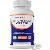 Vitamatic Magnesium Citrate 500mg per Serving - 180 Vegetarian Capsules (Provides 150 mg of Elemental Magnesium) - Added B6 for Maximum Absorption - Supports Muscle, Joint, and Heart Health*