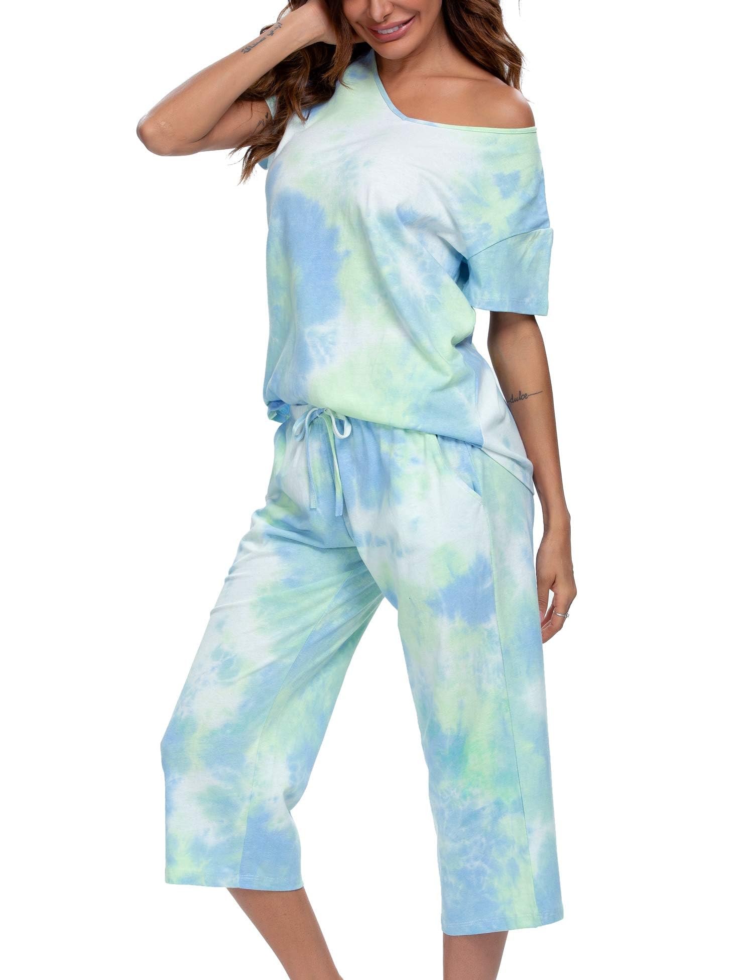 Beautiful Navy Blue Tie-Dye Pajama Set