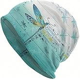 Premium Retro Boho Style Slouchy Beanie - Dragonfly Print Knitted Hat for Women & Men