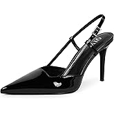 QIY Closed Toe Slingback Heels Women Pumps Strappy Pointed Toe Stiletto Heels for Women Wedding Party Dress Shoes