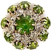 Craftisum 10 pcs Fancy Green Mix Color Rhinestones Sewing Metal Shank Buttons for Coats -22mm -8/9"