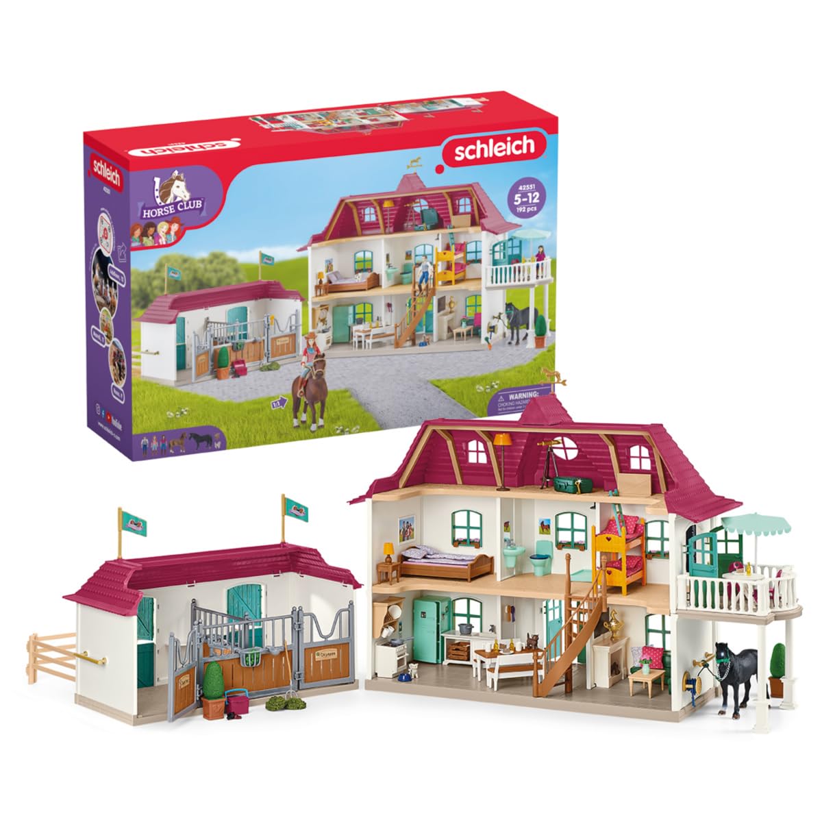 Photo 1 of (PARTIAL SET) Schleich Horse Club - Lakeside Country House and Stable Horse Play Set, 192 Piece Detailed Doll House and Horse Toy Accessories for Girls and Boys Ages 5+