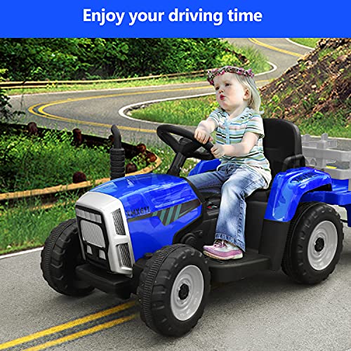 Ride on Tractor 12V 7Ah, Kids Electric Tractor with Remote Control, 2+1