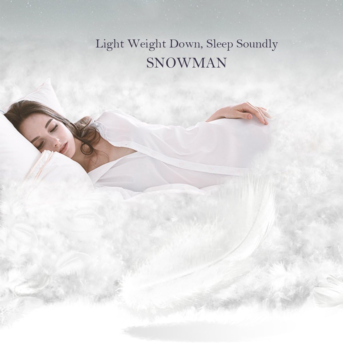 SNOWMAN White Goose Down Comforter Full/Queen Size 100% Cotton Shell Down Proof-Solid White Hypo-allergenic: Kitchen & Dining