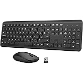 Wireless Keyboard and Mouse Combo, Full-Size Silent Ergonomic Keyboard and Optical Mouse, Long Battery Life, 2.4GHz Lag-Free Cordless Mice Keyboard for Computer, Mac, Laptop, PC, Windows