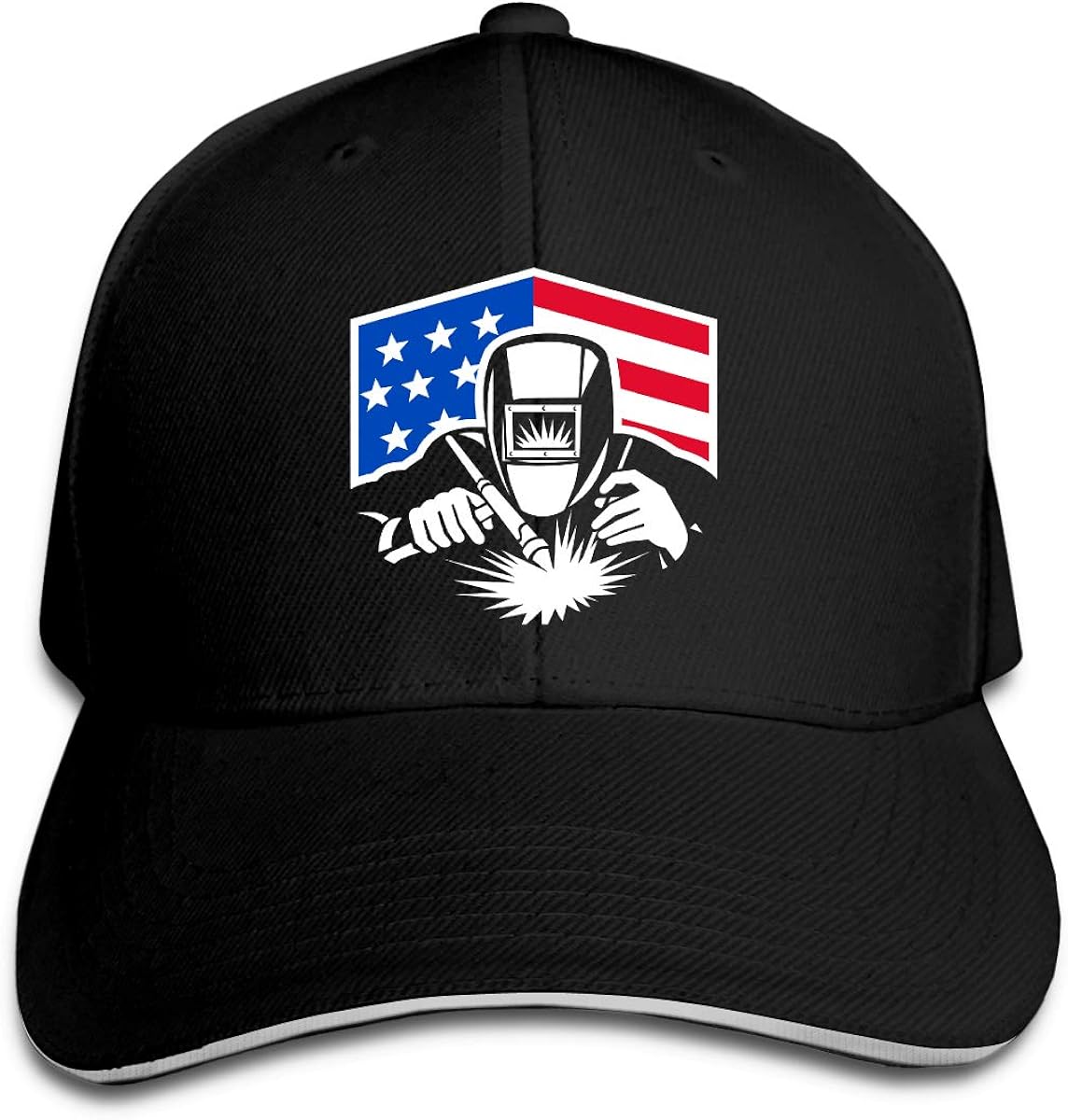 Welder Torch Welding American Flag Funny Trucker Dad Hats Fitted Sun