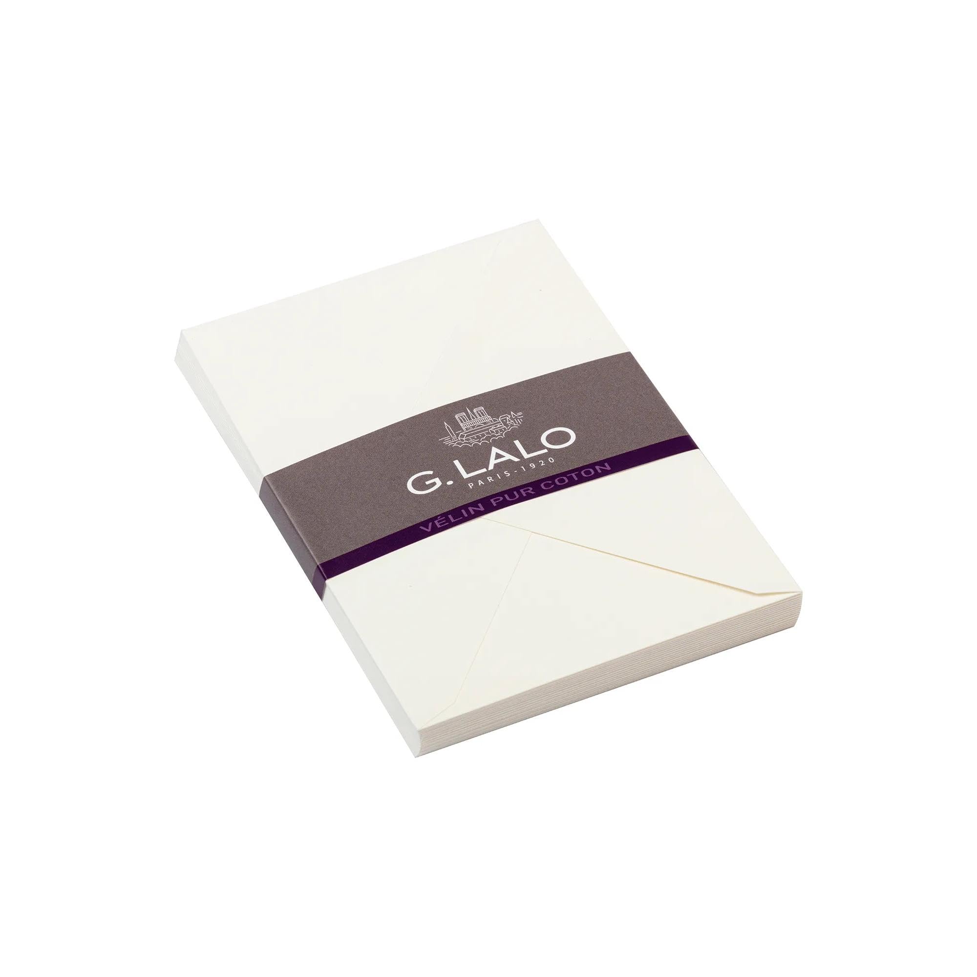 Lalo 21000L - Velin Pur Coton. Pack of 20 Gummed envelopes. Sizes: 11.4x16.2 cm 125g, Vellum Pure Cotton, Cream White. Lined. Correspondence. Made in France