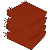 Basic Beyond Outdoor Chair Cushions for Patio Furniture, Waterproof Outdoor Seat Cushions Set of 4 19 x 19, Patio Chair Cushions Set of 4 with Ties and Handle, Brick Red