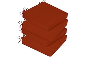 Basic Beyond Outdoor Chair Cushions for Patio Furniture, Waterproof Outdoor Seat Cushions Set of 4 19 x 19, Patio Chair Cushions Set of 4 with Ties and Handle, Brick Red
