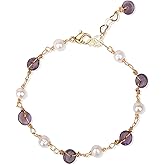 LOOYUUPEE 14K Gold Plated Natural Jade & Pearls Bracelets for Women, Natural Freshwater Pearls Jade Bracelets for Women, Lucky Jade Jewelry Chain for Mom Lover Her (14K Gold Plated)