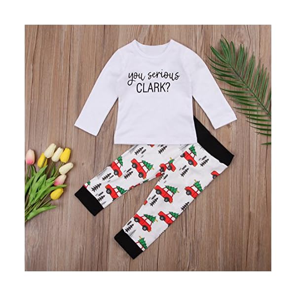 2Pcs Baby Boys Long Sleeve Letter Romper T-Shirt Pants Christmas Cotton Pajama Outfits Set - Image 7