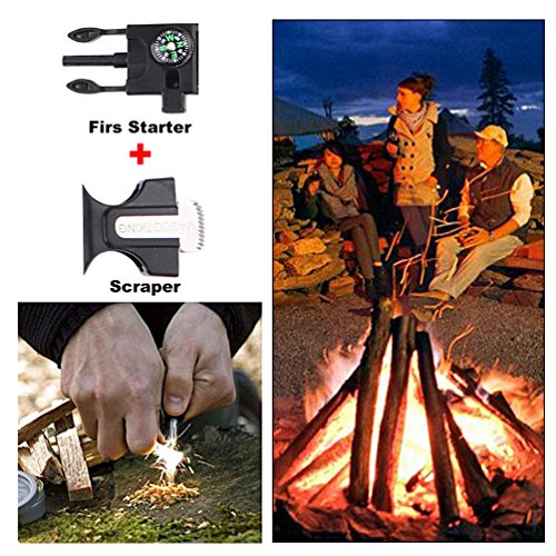 MASCOTKING Emergency Paracord Bracelets Braided Tactical Survival Gear Flint Fire Starter Whistle Compass Scraper Outdoor Survival Kit For Camping Hiking Fishing - Thumbnail 5