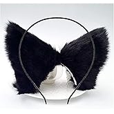 DALJIAFA Halloween Cat Ears Headband Hair Clips Fox Ears Hair Hoops Bands Pins Barrettes Women Headpiece Hairband Hairpins Hairclips Cosplay Dress Up Festival Birthday Party Accessories Black Black