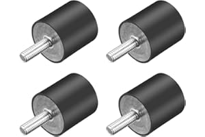 uxcell M6 Thread Rubber Mounts,Vibration Isolators,Cylindrical Shock Absorber with Studs 25 x 25mm 4pcs