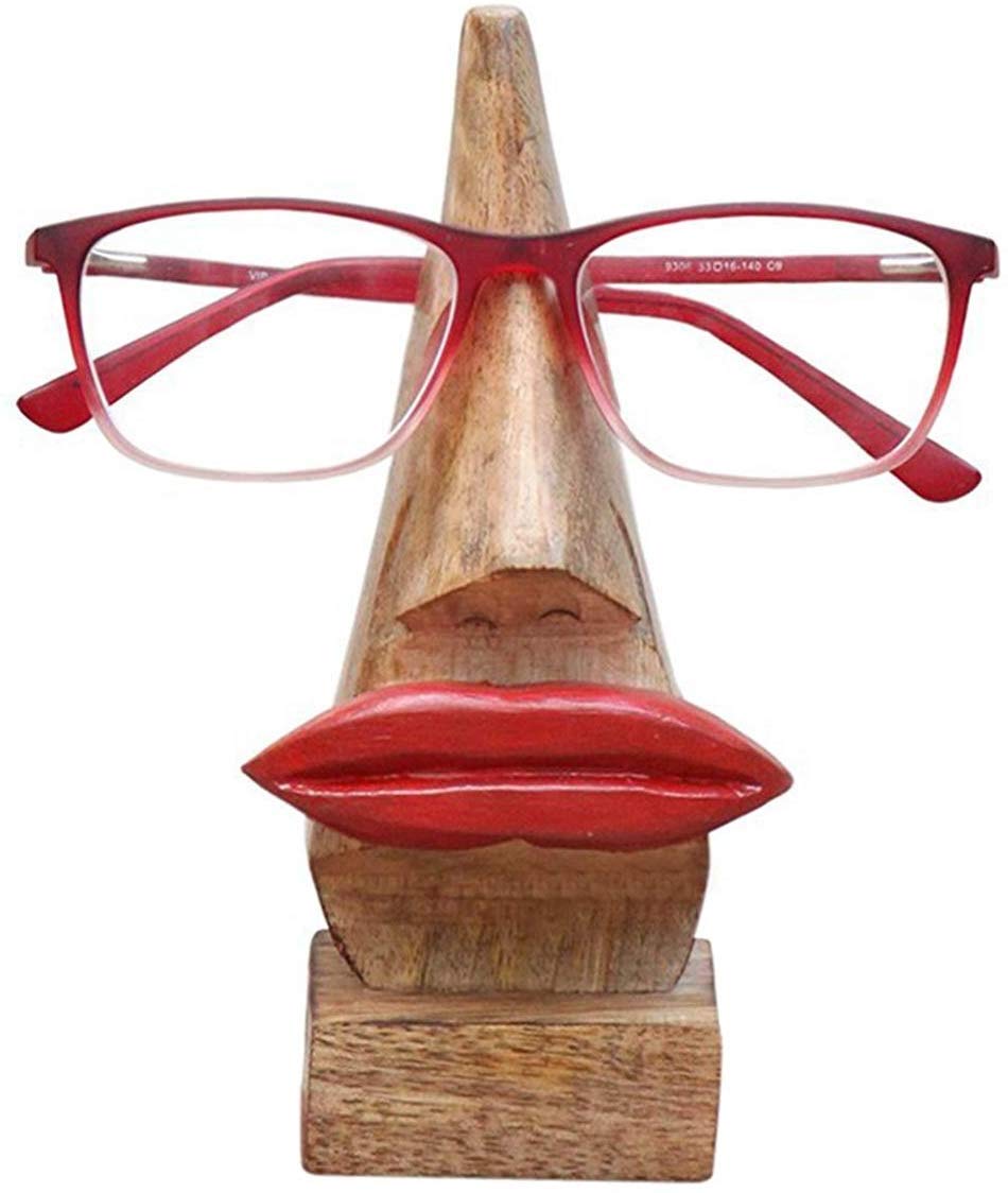 Red Lip Quirky Decorative Spectacle Holder Wooden Eyeglass Home Decor Display Stand Office Desk Decoration