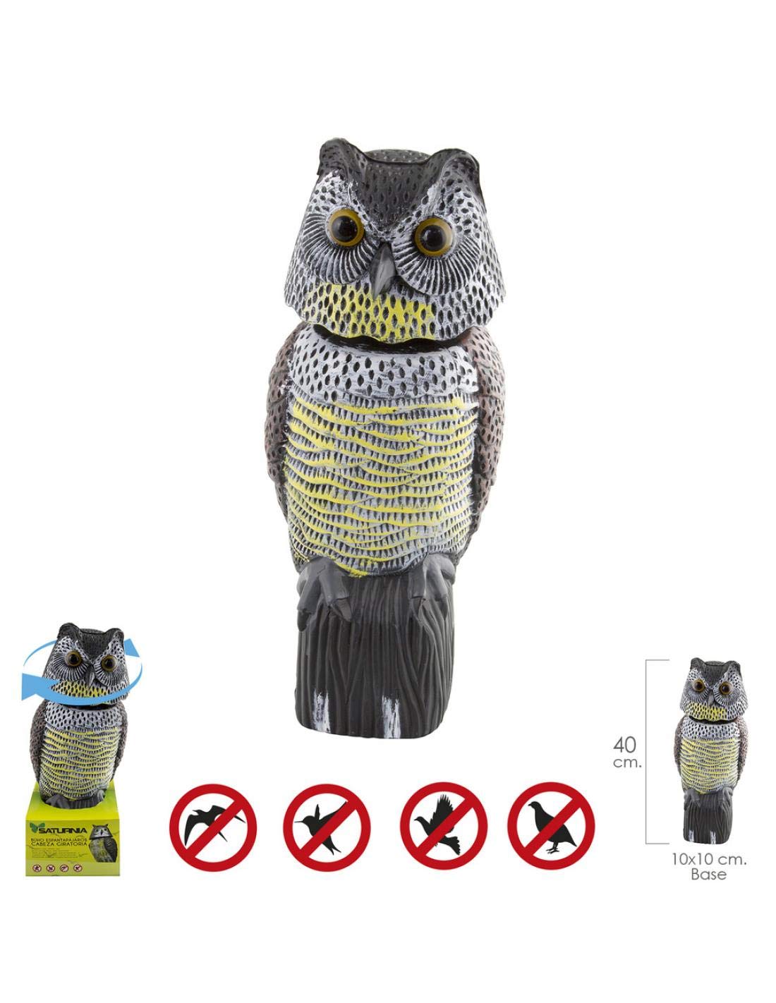 Saturnia 5120300 Owl Bird Repeller with Rotating Head 40 cm, White