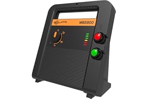 Gallagher MBS800 Multi Power Electric Fence Charger | 8.0 Joule 12v Battery, Solar, or 110v AC Energizer with Adaptive Energy Control | Powers Up to 90 Miles / 520 Acres | Portable and Compact
