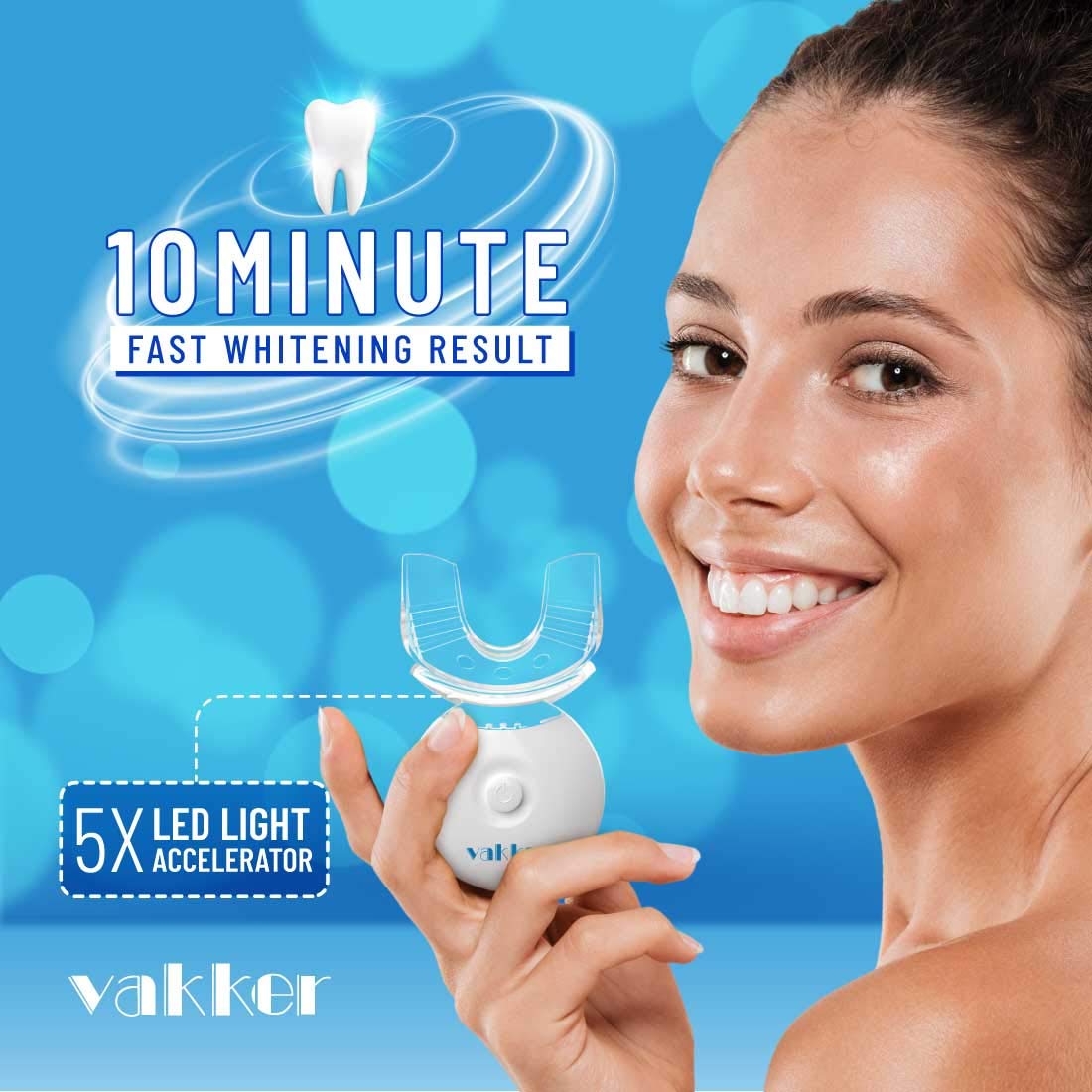 Vakker Teeth Whitening Kit with LED Light, 10min Fast-Result Teeth Whitener, 3 Non-Sensitive 35% Carbamide Peroxide Teeth Whitening Gel Pen and Tray to Help Remove Teeth Stain from Coffee Drinks Food: Beauty