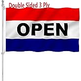 Open Flag for Businesses 3x5 Double Sided Heavy Duty Business Open Flags 3 Ply 200D Polyester and Durable Canvas Header with 2 Brass Grommets