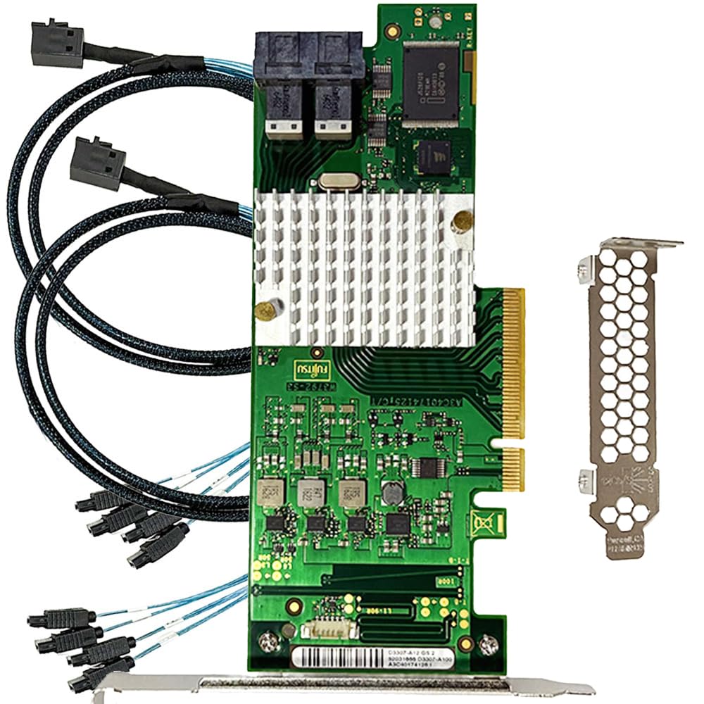 Photo 1 of SAS HBA Card Compatible with 9211-8i & LSI 9300-8i IT Mode PCIe SATA Expansion Card, 8-Port 12Gbps PCIe 3.0 x8, SAS Expander Support, HBA Controller with 2X SFF-8643 to 4X SATA Cables for ZFS TrueNAS