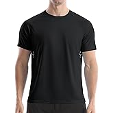 Men's UPF 50+ Swim Shirts, Sun Protection Short Sleeve Rash Guard, Quick Dry T-Shirt for Fishing and Surfing