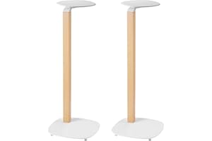 ynVISION.DESIGN Wooden Universal Speaker Floor Stands | 2 Pack | Pair | Speakers up to 22 LBS | Compatible with Sonos Era 300 | White