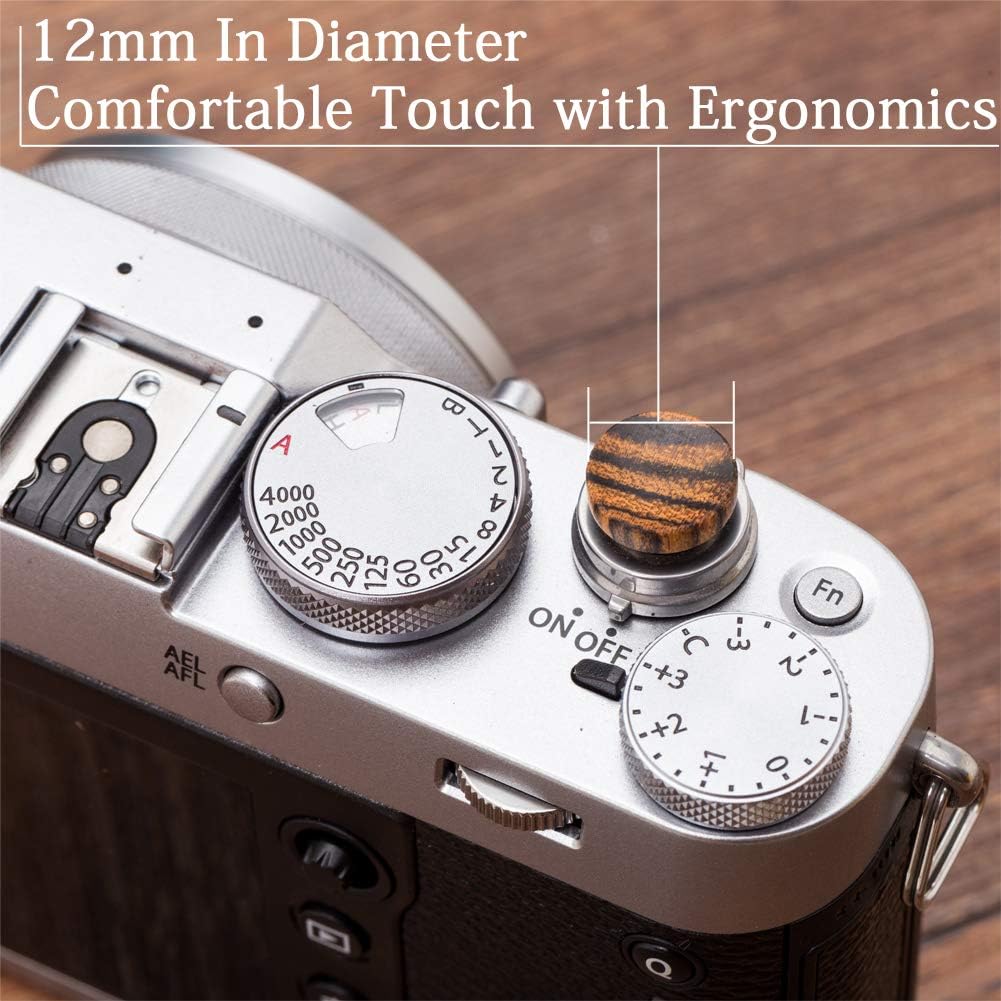VKO Wood Soft Shutter Release Button,Delicate Camera Shutter Button 12mm Concave Surface Golden Black 1 PCS (Wood Grain Random) - Image 3