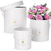 Hollyone White Gift Box with Lids Set of 3 Round Nesting Gift Boxes Cylinder for Presents 3 Assorted Sizes Flowers Arrangements Box for Gift Giving Christmas Valentine Mom Gifts Present Wrapping