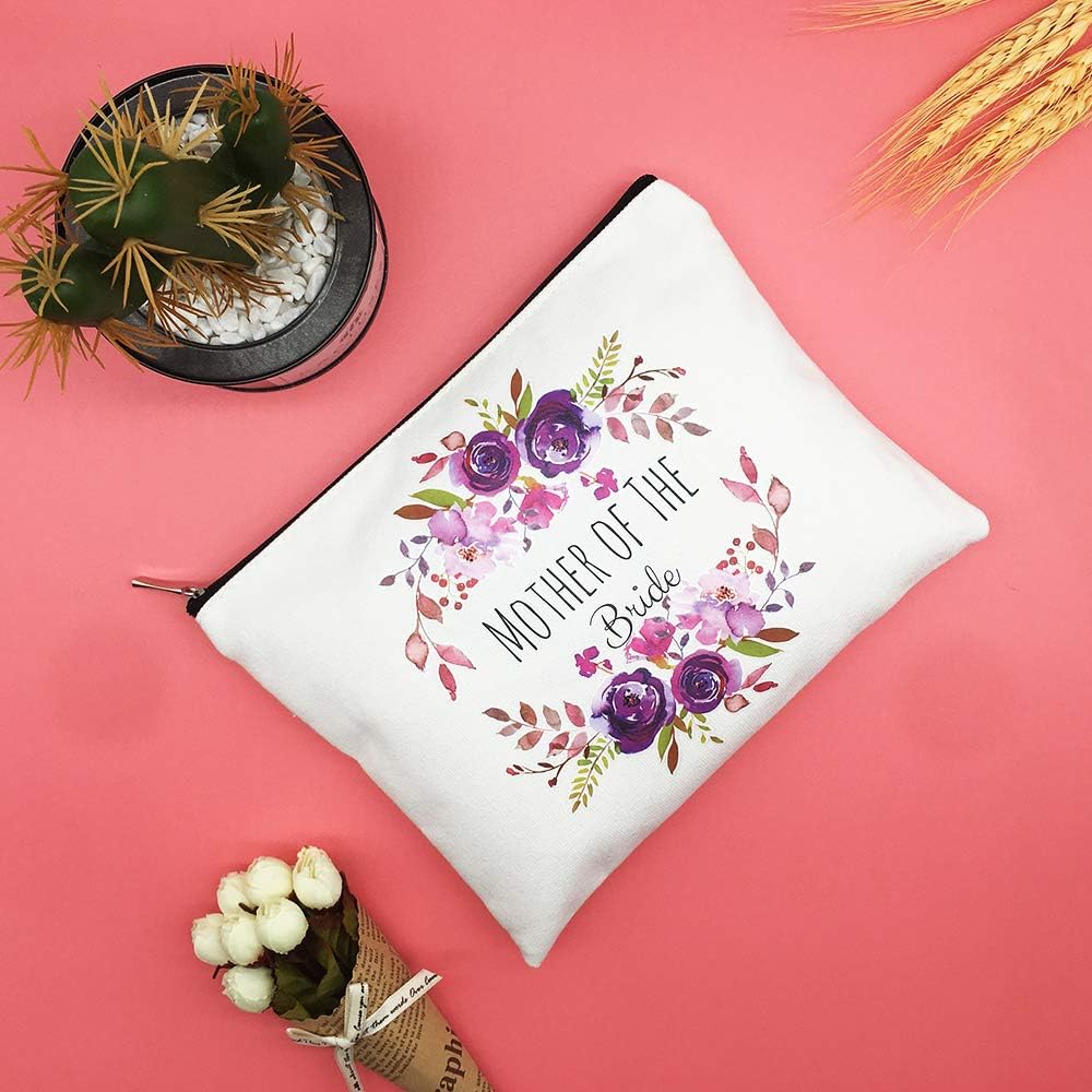 Charmoly Mother of The Bride Groom Gifts Makeup Bag Pouch Purse Tote for Mom Bridal Party Wedding Party from Daughter Son - Image 5