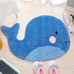 YUELIU Cute Whale Shaped Kids Bath Rug for Bathroom Non-Slip Soft Absorbent Shower Mat Toilet Bathroom Kids Playroom… 61Wdn0NXNeL