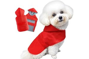 BECNBEAU Dog Raincoat Dog Rain Jacket Poncho Waterproof Snowproof Pet Rain Suit Lined Warm Lining Hooded Leash Hole Adjustable Puppy Small Medium Dogs,Red,XL