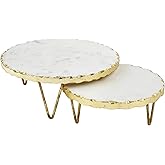 Mud Pie Marble and Gold Edge Riser Set, small 3" x 8" dia | large 4" x 10" dia
