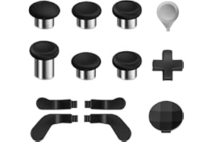 BUERTT 13 in 1 Metal Thumbsticks for Xbox One Elite Series 2 Controller,Accessories for Xbox Elite Controller Series 2,Gaming Accessory Replacement,Metal Mod 6 Swap Joystick,4 Paddles,2 D-Pads,1 Tool,Black