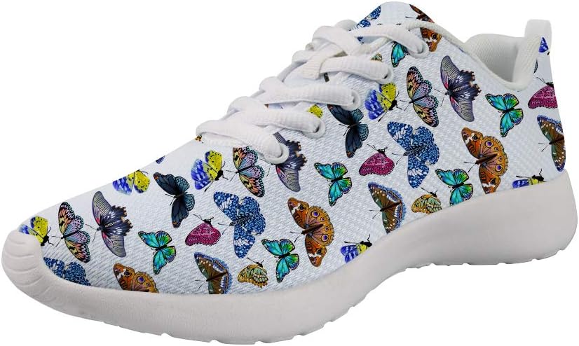 chaqlin Butterfly Printed Trainers Sports Running Shoes Causal Travel Walking Flats Tennis Shoes for Women Girl Ultra-Light Lace-up Comfortable Lightweight