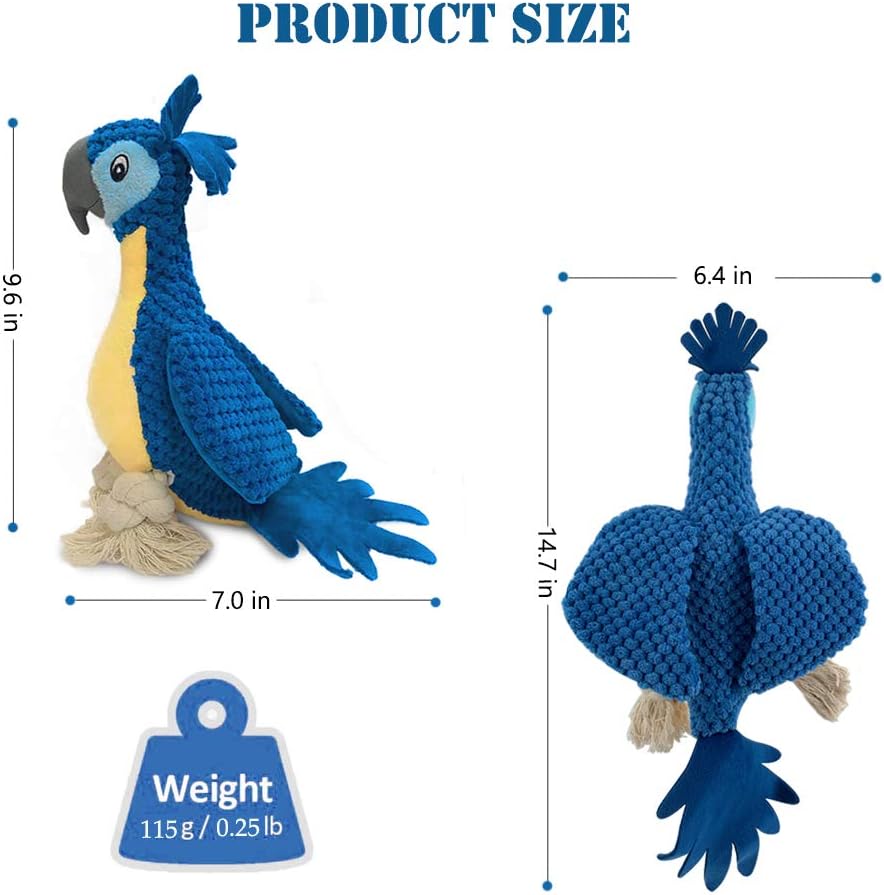 ROSAUI Dog Toys, Plush Squeaky Cockatoo Dog Toy - Interactive and Dental Cleaning Pet Chew Toy for All Breed Sizes Dog - Image 3