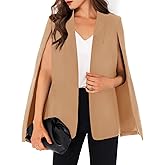 GAMISOTE Womens Cape Blazer Split Sleeve Open Front Casual Jacket Coat Workwear