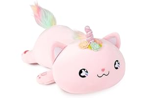 Onsoyours Cute Kitten Unicorn Plush Toy Stuffed Animal Kitty Soft Anime Cat Plush Pillow for Kids (Pink Unicorn Cat, 12")